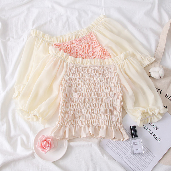 Cămașă elegantă de damă cu umerii goi și mâneci 3/4 - mai multe culori