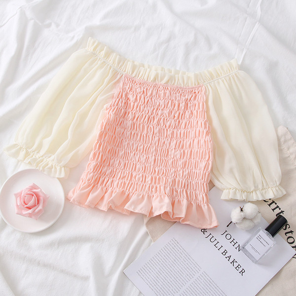 Cămașă elegantă de damă cu umerii goi și mâneci 3/4 - mai multe culori