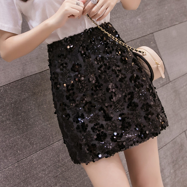 Fusta de dama moderna in doua culori cu paiete