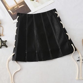 Fusta de dama moderna cu cravate in negru