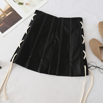 Fusta de dama moderna cu cravate in negru