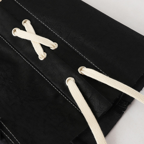 Fusta de dama moderna cu cravate in negru