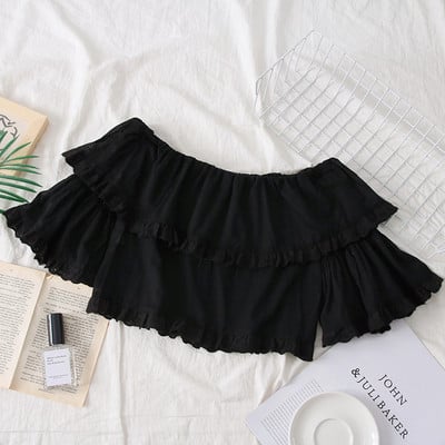 Bluză de damă elegantă cu umerii goi - albă și neagră