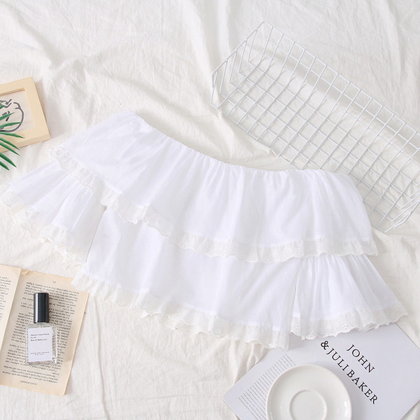 Bluză de damă elegantă cu umerii goi - albă și neagră