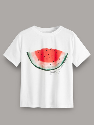 Tricou casual dama cu aplicatie colorata in alb