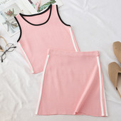 Set sport și casual pentru femei, care include un maiou și o fustă în mai multe culori