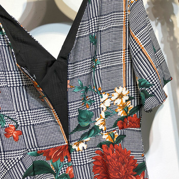 Rochie de dama in carouri cu maneci scurte