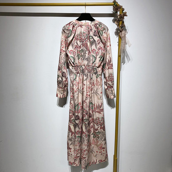 Rochie lunga de dama cu maneci lungi si model floral