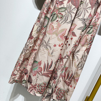 Rochie lunga de dama cu maneci lungi si model floral