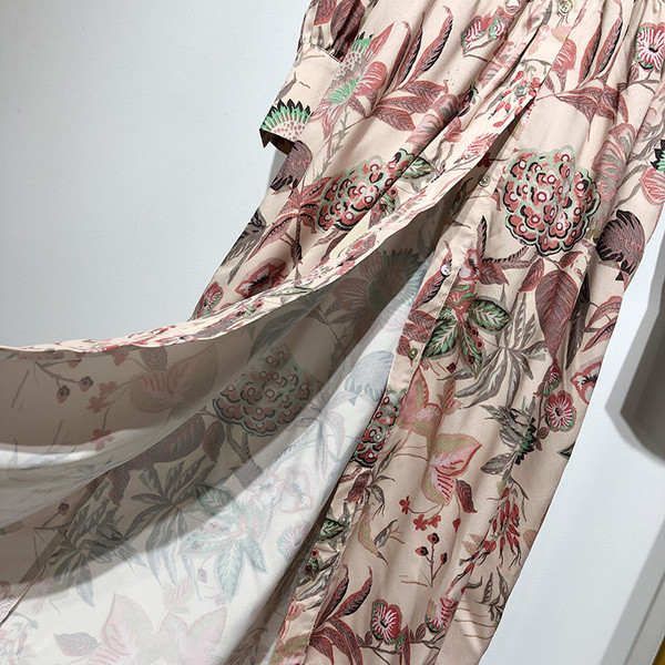 Rochie lunga de dama cu maneci lungi si model floral