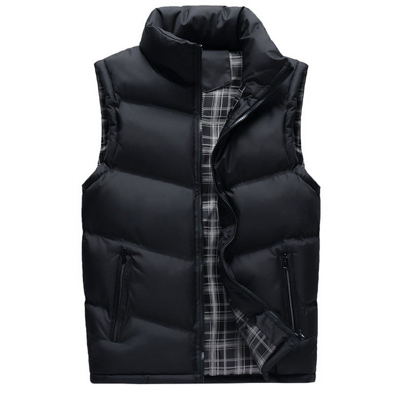 Мъжки изчистен елек в три цвята с висока яка