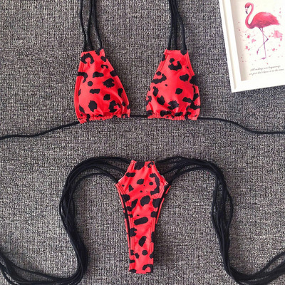 HIT Kétrészes fürdőruha különböző mintákkal, hosszú nyakkendővel