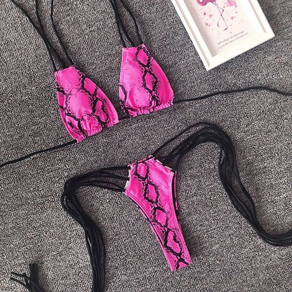 HIT Kétrészes fürdőruha különböző mintákkal, hosszú nyakkendővel