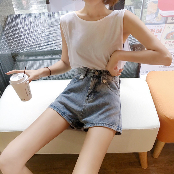 Lezser farmer rövidnadrág magas derékkal