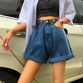 Női rövidnadrág széles modell magas derékkal, kék és rózsaszín színben