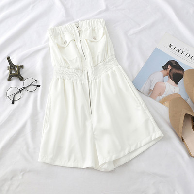 Többféle színben cipzáras, modern női jumpsuit pánt nélkül