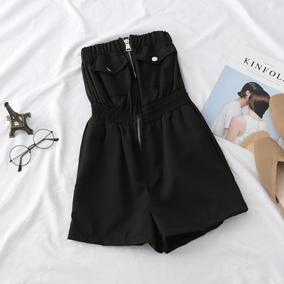 Többféle színben cipzáras, modern női jumpsuit pánt nélkül