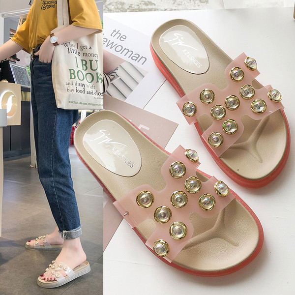 Papuci de dama eleganti cu perle in mai multe culori