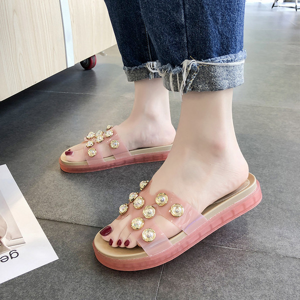 Papuci de dama eleganti cu perle in mai multe culori