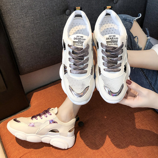 Nyári női tornacipő hálóval, rózsaszín és barna színben