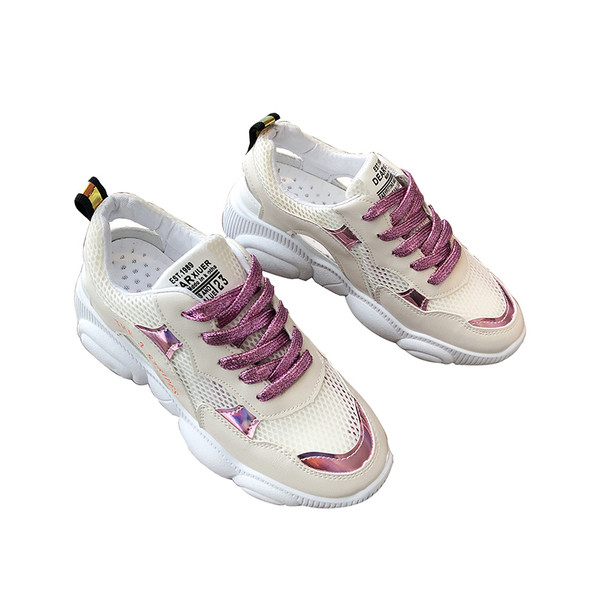 Nyári női tornacipő hálóval, rózsaszín és barna színben