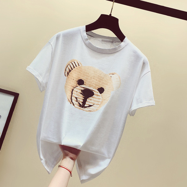 Női alkalmi póló széles modell fehér és zöld rátéttel