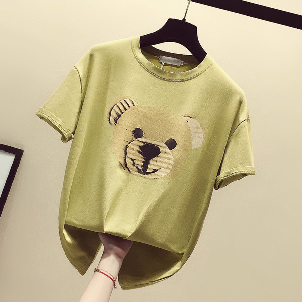 Női alkalmi póló széles modell fehér és zöld rátéttel