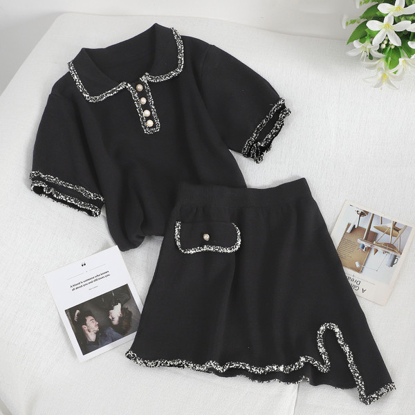 Set elegant pentru femei din două părți în alb și negru