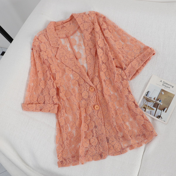 Három részből álló női csipkekészlet zöld és narancs színben