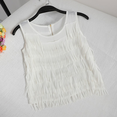 Modern női felső, széles pántokkal és rojtokkal több színben