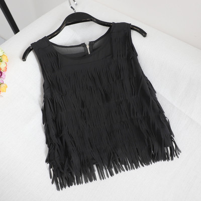 Modern női felső, széles pántokkal és rojtokkal több színben