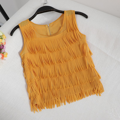 Modern női felső, széles pántokkal és rojtokkal több színben