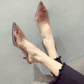 Modern női átlátszó cipő - hegyes modell két színben