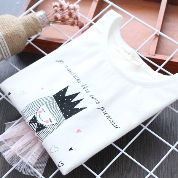 Tricou casual pentru copii cu aplicatie si tul pentru fete