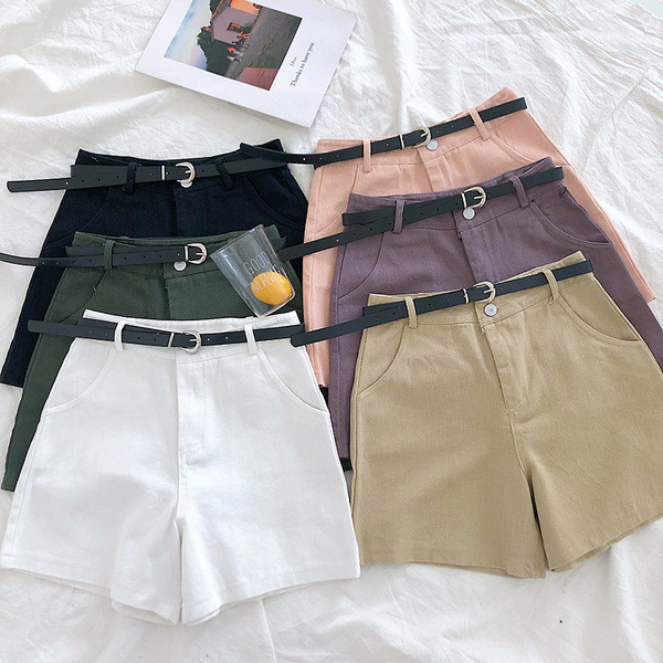 Pantaloni scurți casual cu talie înaltă în mai multe culori
