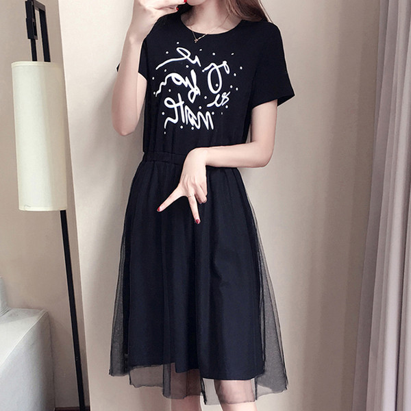 Női alkalmi fekete ruha mintával