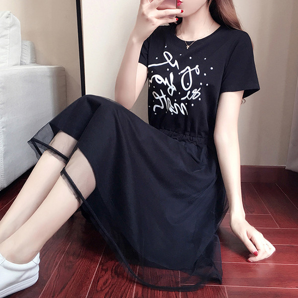 Női alkalmi fekete ruha mintával