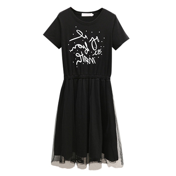 Női alkalmi fekete ruha mintával