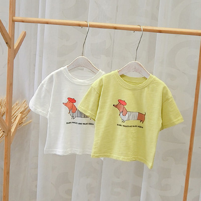 Детска модерна тениска за момчета в два цвята с апликация
