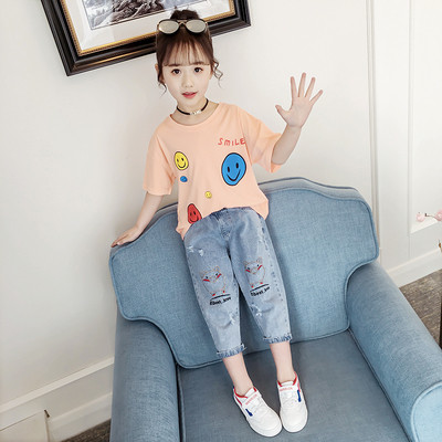 Modern gyerek farmer és blúz szett lányoknak