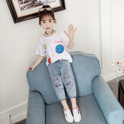 Modern gyerek farmer és blúz szett lányoknak