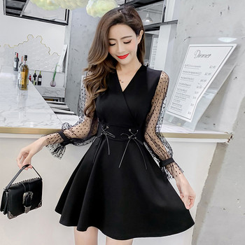 Rochie elegantă de damă cu tul în negru