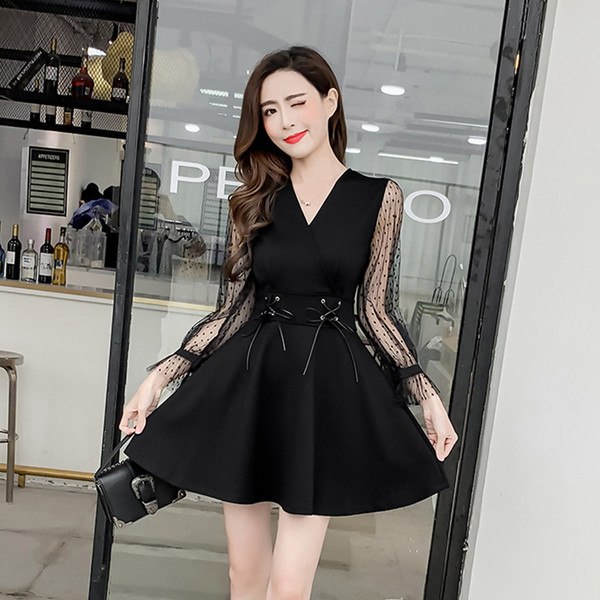 Rochie elegantă de damă cu tul în negru