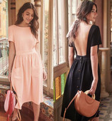 Modern női ruha csupasz háttal és gombokkal, két színben