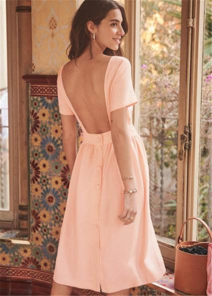 Modern női ruha csupasz háttal és gombokkal, két színben