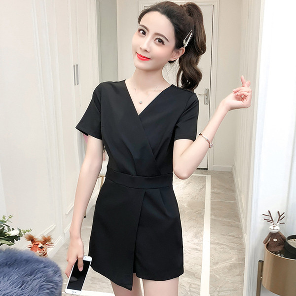 Salopetă elegantă de damă cu mâneci în roșu și negru