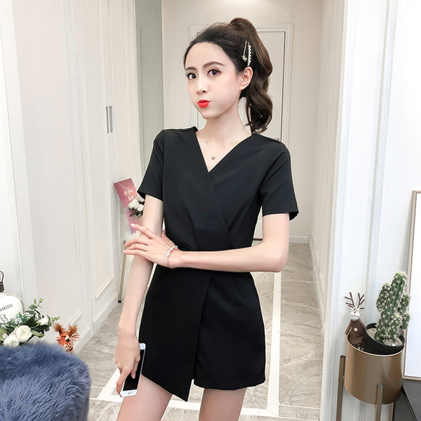 Salopetă elegantă de damă cu mâneci în roșu și negru