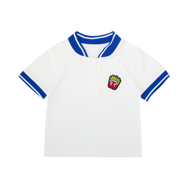 Korszerű gyerek póló fiúknak hímzéssel és gombokkal