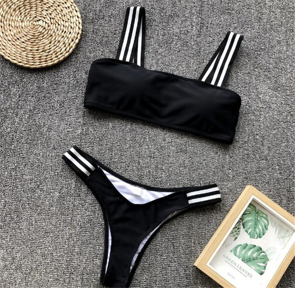 Új modell női fürdőruha két részes fekete színben