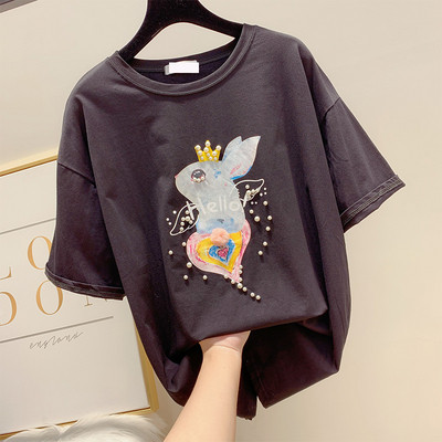 Modern női póló gyöngy díszítéssel